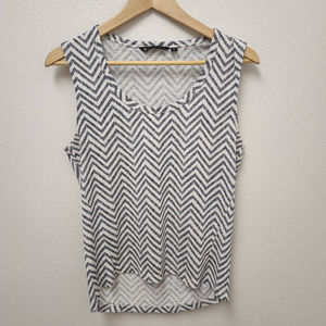 Athleta Breezy Muscle Tank Top Blue & White Chevron Aztec Soft Women's Size S
